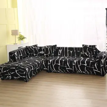 Funda de sofá elástica, 4 cubiertas de asiento de sofá, patrón geométrico, 42