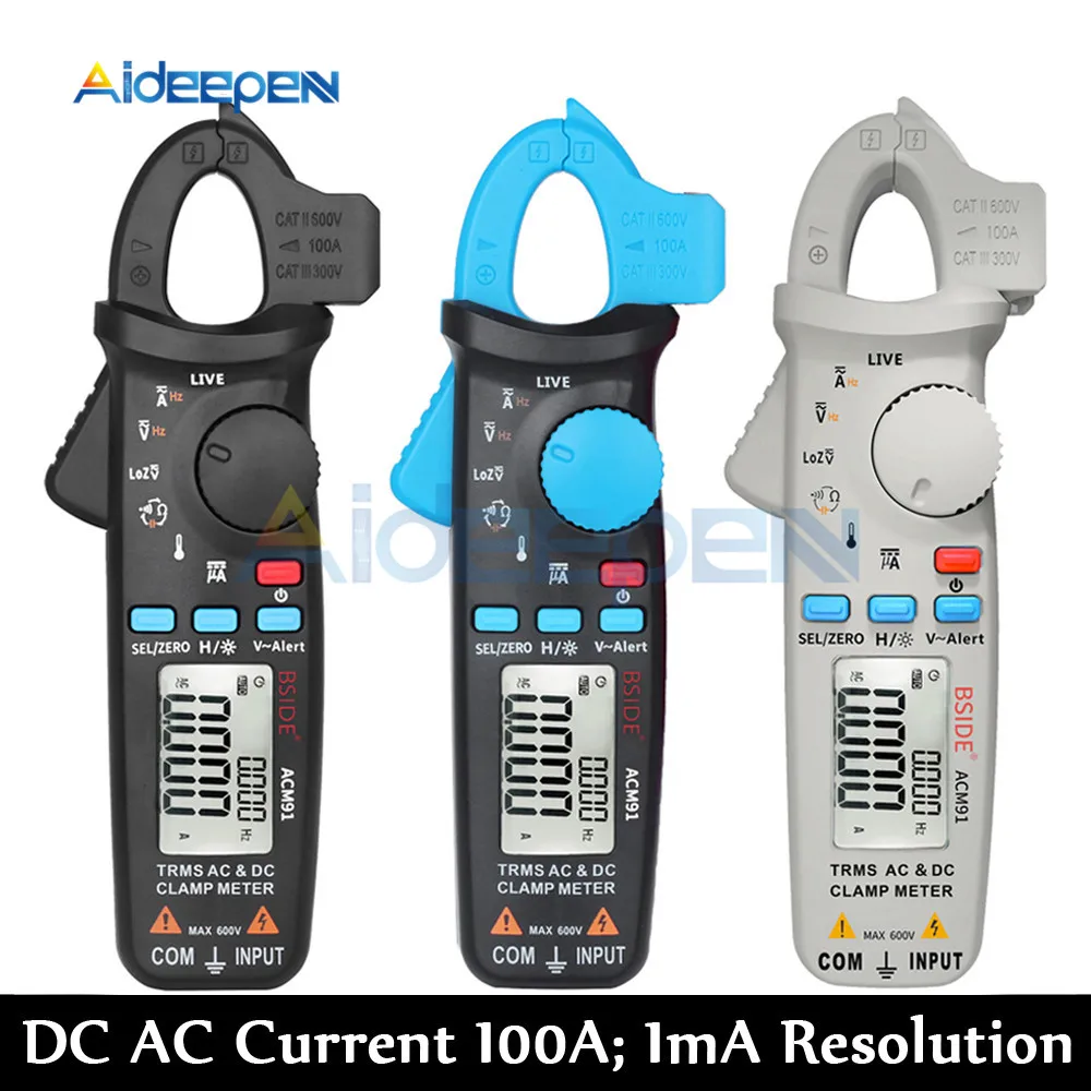 

BSIDE ACM91 True RMS Mini Digital Clamp Meter DC AC Current 100A 1mA Accuracy Car Repair Ammeter Voltmeter NCV Tester Multimeter