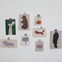 Ins Cartoon Animal Series Decoration Card 9 Sheets Postcard Photographic Props Diy Room Background Wall Sticker Small Poster