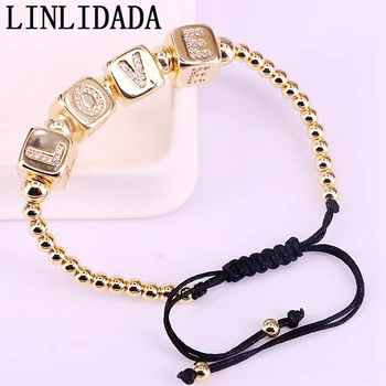 

5Pcs Fashion Initial Letter Dice Bead Letter Macrame Bracelet CZ Alphabet Letter Braided Bracelet Women Men Lover Jewelry