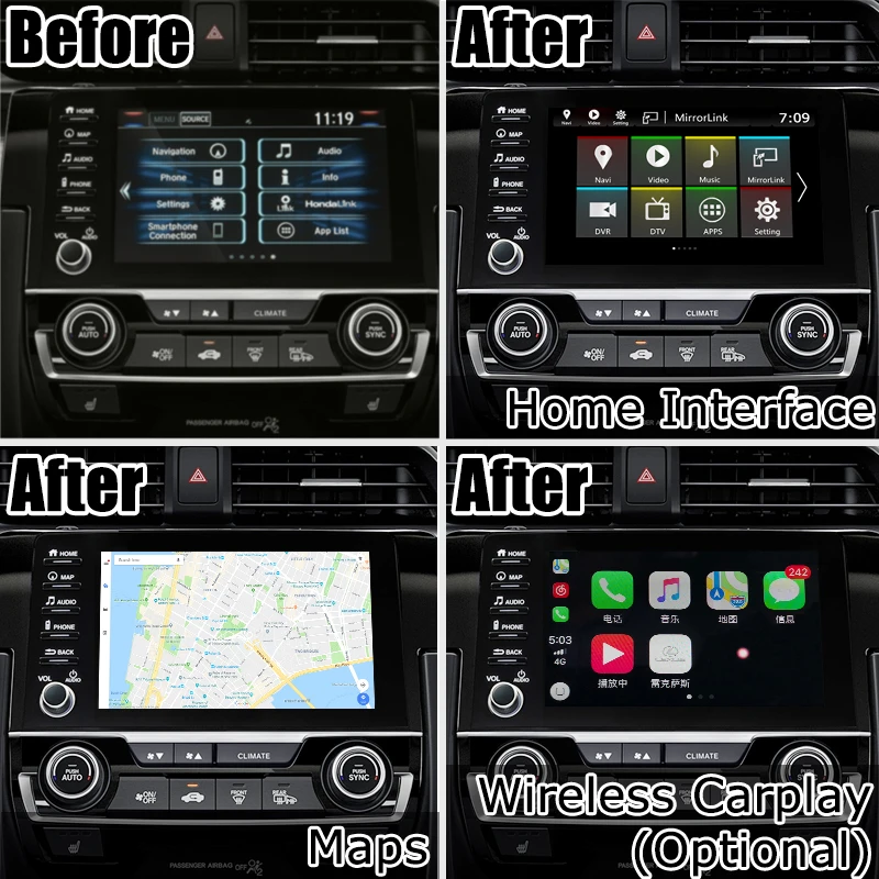 Lsailt Android gps навигационный системный блок для Honda Civic-видео бокс интерфейса Зеркало Ссылка youtube waze Яндекса navi