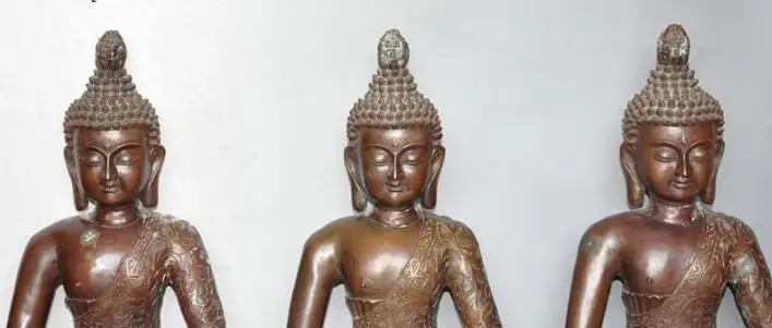S03609 24" chinese buddhism bronze 3 sakyamuni Tathagata Sambo Buddha immortal statue(B0328
