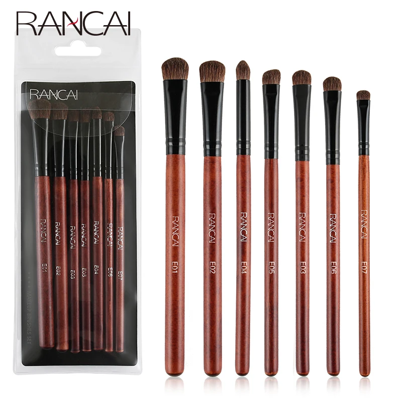 

RANCAI 7pcs Eye shadow Makeup Brushes Set Natural Animal Horse Pony Soft Hair Cosmetics Blending Smudge Shader Brush Beauty Kit