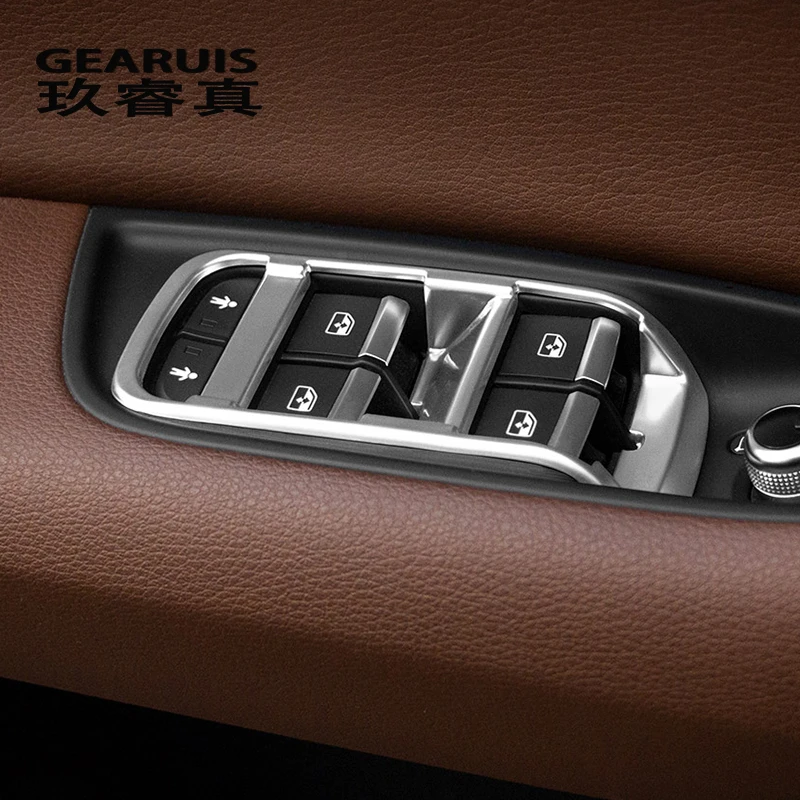 

Стайлинг автомобиля, чехлы для дверей и подлокотников, обшивка для Audi Q7, окно, стекло, кнопки подъема, рамка, наклейка, полоса, авто наклейки из нержавеющей стали