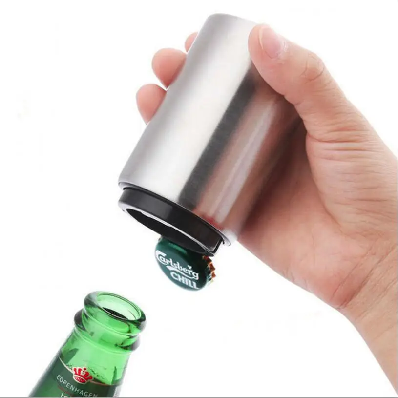 Магнитная открывалка для пива из нержавеющей стали Автоматическая открывалка для бутылок Портативный Магнит нажимные открывалки для вина аксессуары для кухонного бара