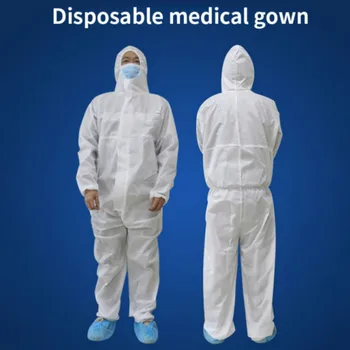 

Disposable White Coverall Hazmat Suit Protection Protective Anti-Virus Clothing Disposable Factory Hospital Safety Clothing