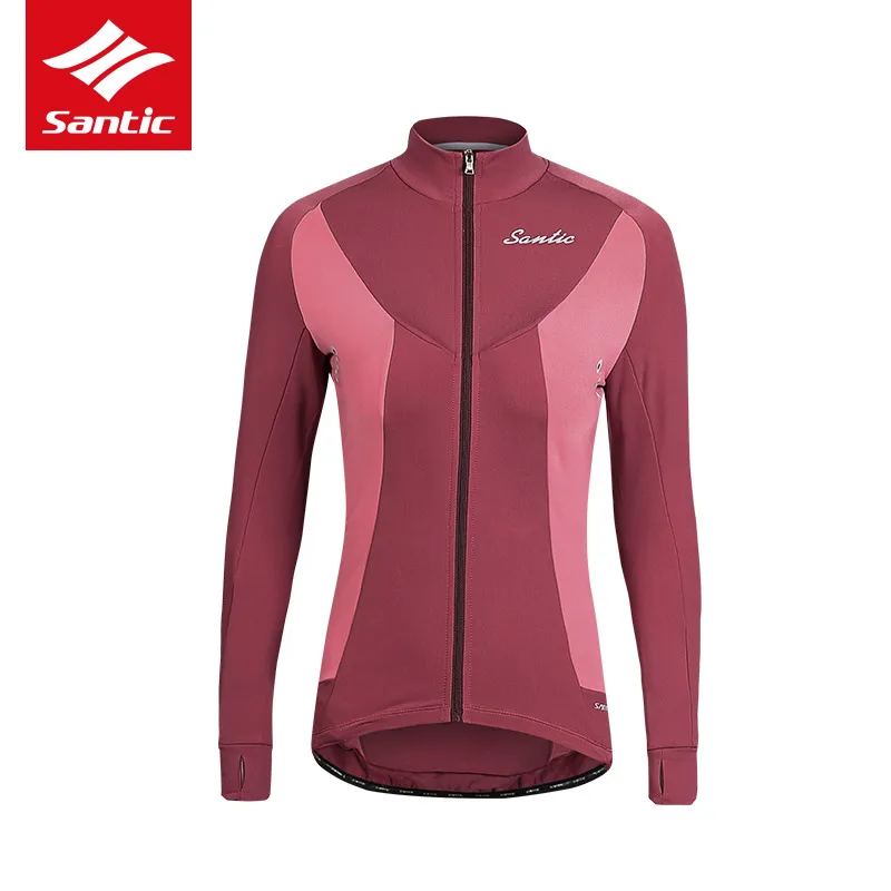 Santic, женская теплая веломайка с длинным рукавом, профессиональная команда, MTB, Шоссейная велосипедная куртка, зимняя, ветрозащитная, сохраняет тепло, велосипедная одежда - Цвет: Red