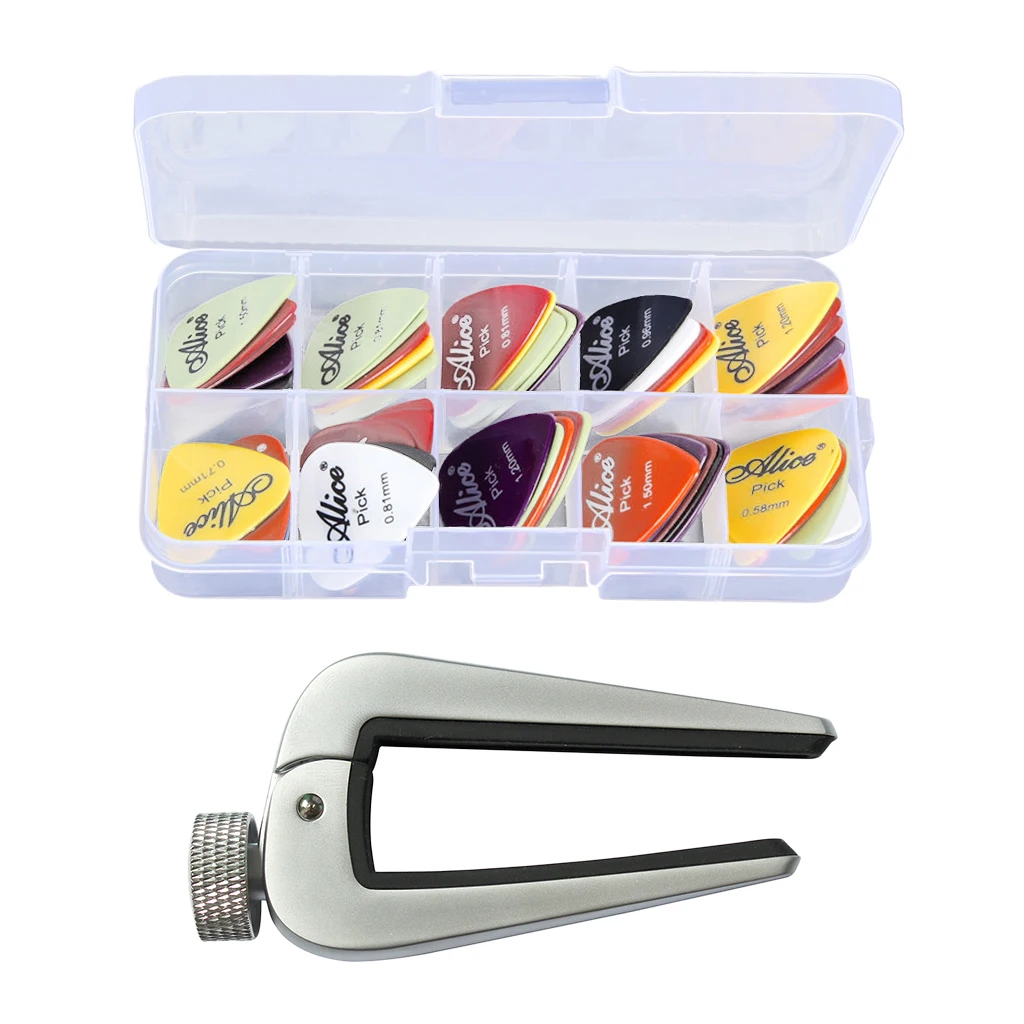 

Tune Quick Change Capo with 24pcs Plectrums for Guitar Bass Mandolin Ukulele