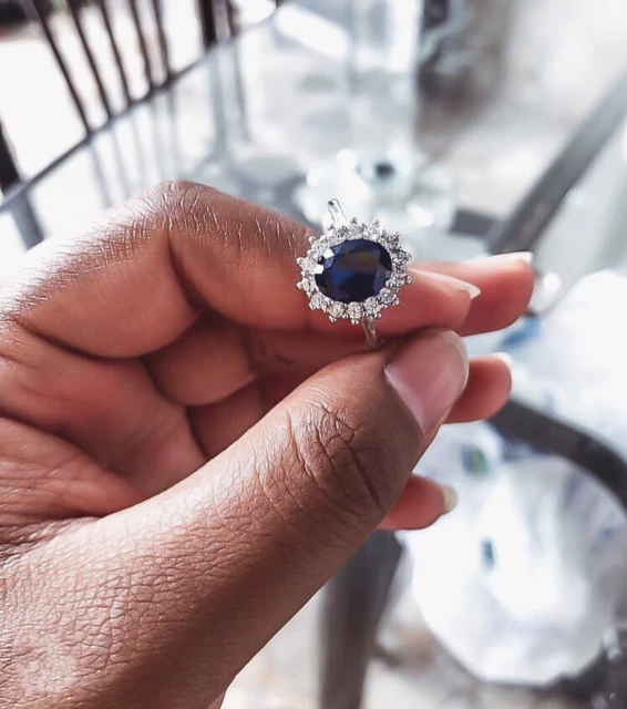 Buy Princess Diana Replica Ring 5ct Blue Sapphire With Diamond Halo Royal  Engagement Ring Inspired Vintage Bridal Jewelry for Her Online in India -  Etsy