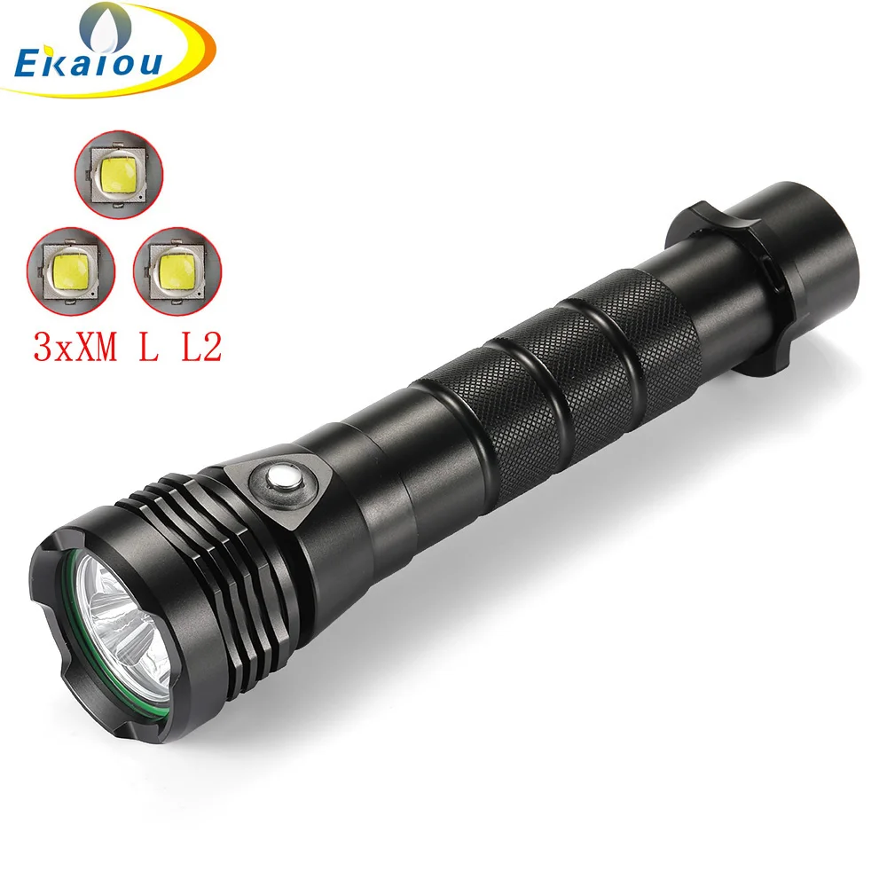 3 x XML-L2 LED 100M Depth Scuba Diving Flashlight Waterproof Underwater Diver Lighting Torch Lamp use 18650 or 26650 Battery