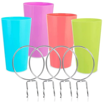 

4 Set Pegboard Bins with Rings,Ring Style Pegboard Accessories Hooks and Cups Holder Organizing Red, Purple, Green, Blue