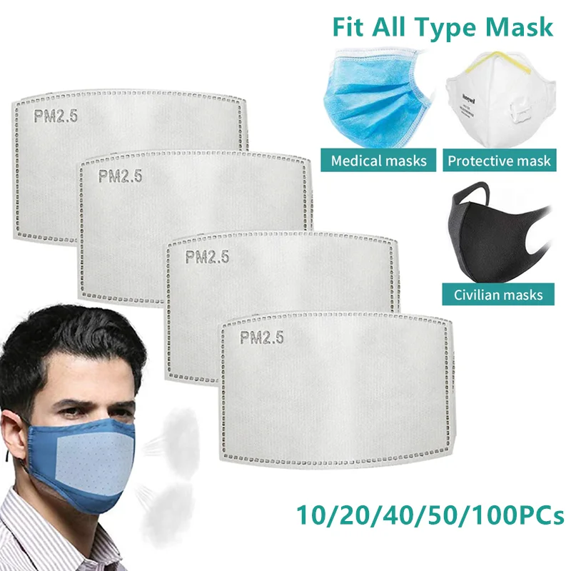

Disposable Mouth Mask Filter Activated Carbon Pad PM2.5 Mask Gasket Insert Facial Protective Mask Cover Mouth For Kids Adults