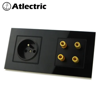 

Atlectric FR Standard Plug Socket Sound Sound Audio Jack Socket Double Wall Power Outlet Glass Panel 172mm*86mm