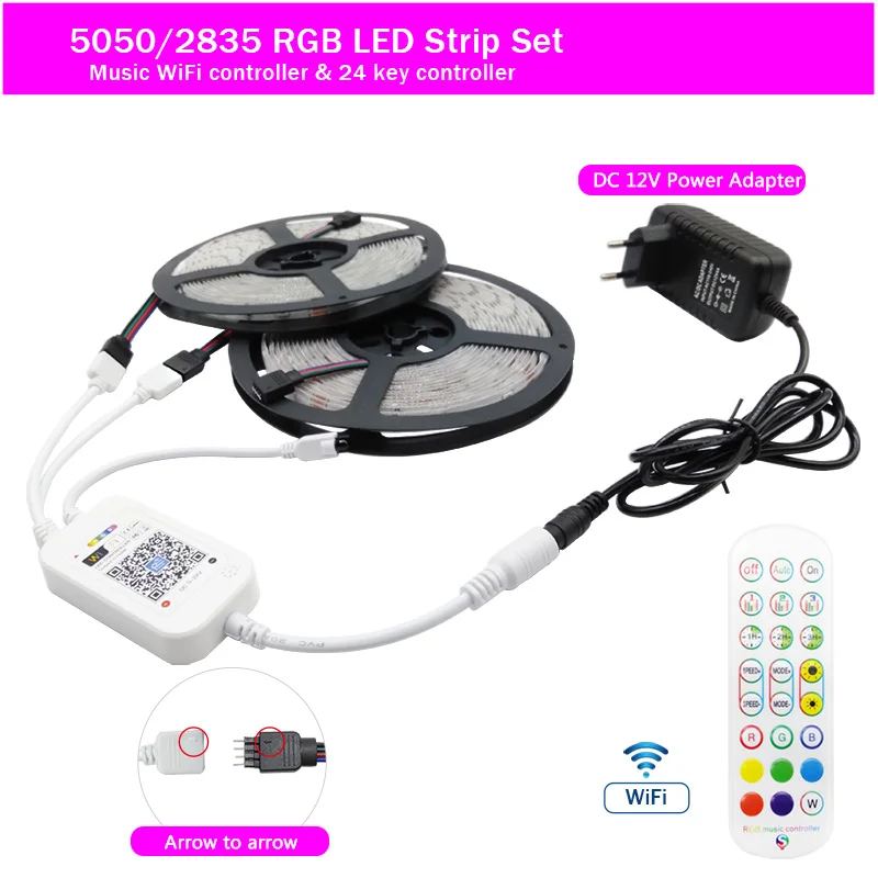 20 м новые музыкальные Wi Fi Luces Светодиодные ленты светильник 5 10 15 М 5050 SMD 2835 гибкая