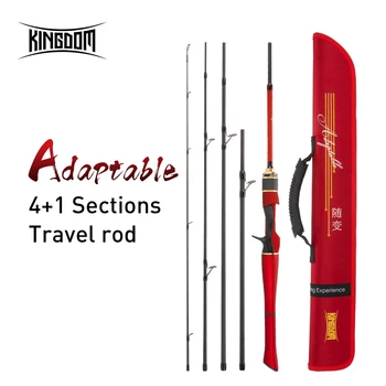 

Kingdom Adaptable Fishing Rod Ultralight 4+1 Sections L/ML/M MF Action 50mm Length Carbon Fiber Spinning/Casting Travel Rod