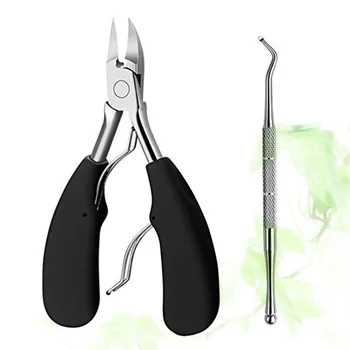 

2PCS Skin Pliers Nail Toenail Nipper Cuticle Stainless Steel Nail Clippers Cutters Removed Tool (Black)