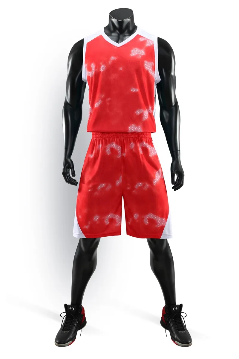 HOWE AO, мужские трикотажные баскетбольные формы, наборы, майка без рукавов, для тренировок, спортивные майки, fato de treino masculino - Цвет: Красный