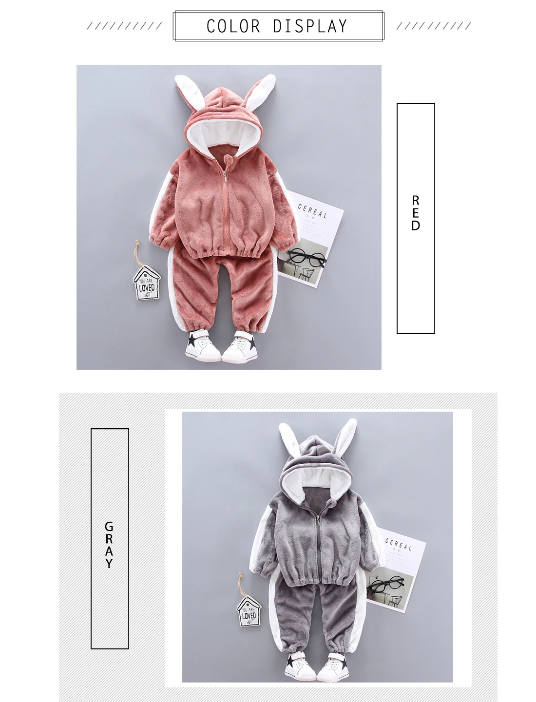KISBINI/осенне-зимние комплекты одежды для маленьких мальчиков и девочек Фланелевое пальто+ штаны спортивный костюм из 2 предметов теплая детская одежда с капюшоном