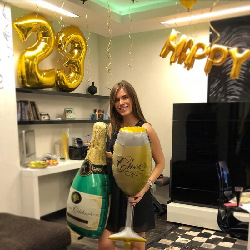 

108*50cm Champagne wine cup Whiskey Bottle Wedding Balloon 18th 30th Happy Birthday Party Decoration Adult Party Supplier