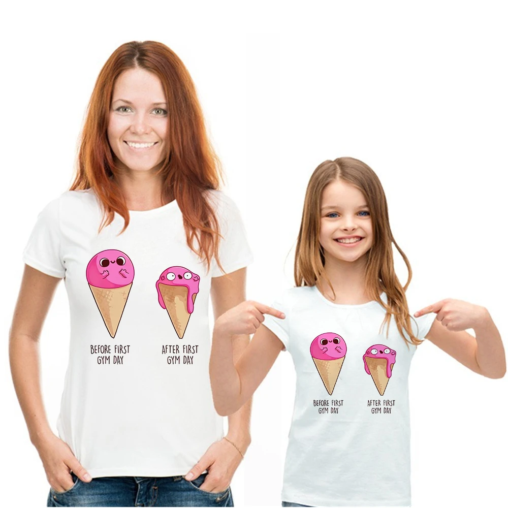 Kawaii T Shirt Mama Daughter Clothes Before After First Gym Day Cute Ropa Mujer Fashion Funny Pretty T Shirt Harajuku Tshirt Matching Family Outfits Aliexpress