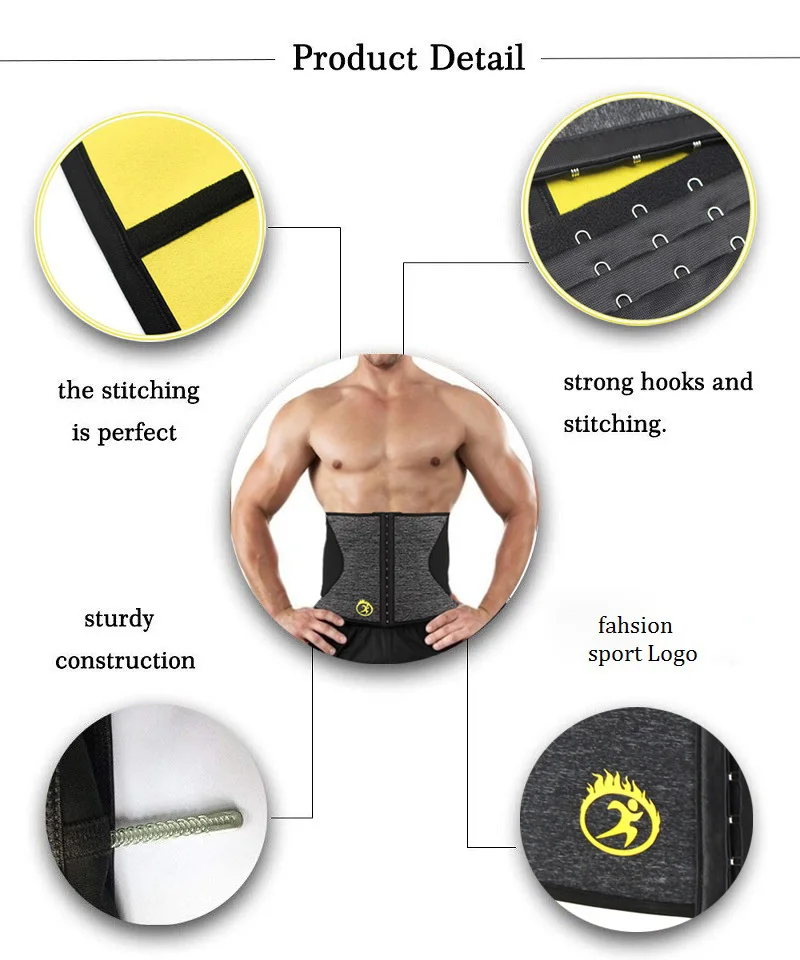 NINGMI Mens Waist Trainer Slim Body Shapers Neoprene Sweat Sauna Strap Cincher Sport Top Slimming Shapewear Modeling Belt Corset