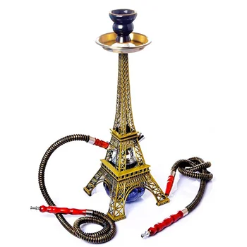 

2 Pipes for 2 Person, Creative Shisha Hookah Set, Tower Form Chicha Kit with Ceramic Bowl Coal Clamp Hose Connector Acces