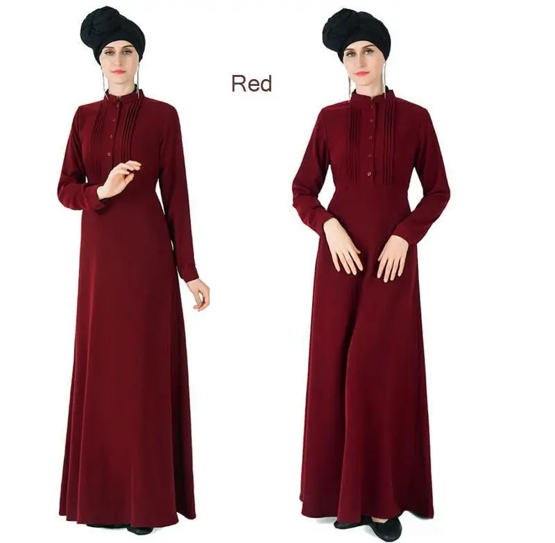 6 Color Classic Muslim Long Dresses Abaya Kaftan Robe Muslim Robe Long Sleeve Malaysia Kimono Moslemisches Elegante Retro Dress