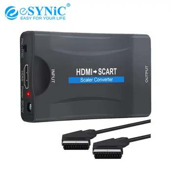 

eSYNiC HDMI to SCART Converter HDMI Composite Video HD Stereo Audio Adapter With 1.5m Scart Cable for SKY Blu Ray DVD HDTV STB