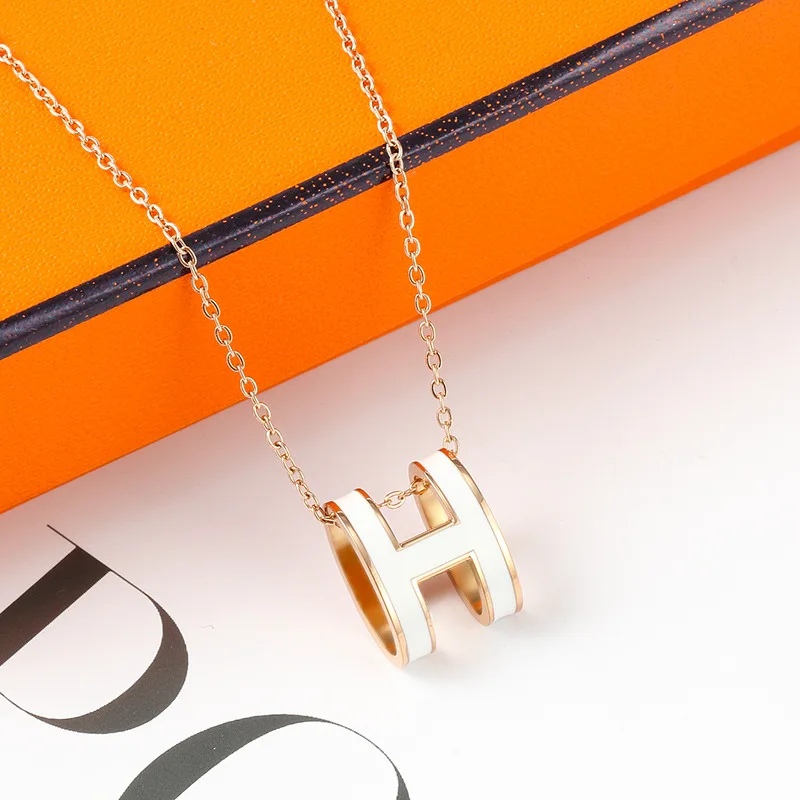 Name Necklace Female Driped Oil Jewelry 