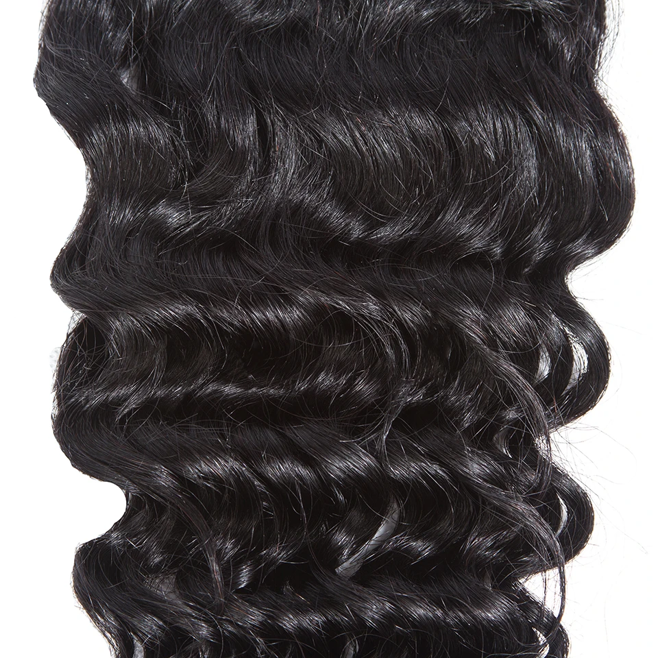 HairUGo Deep Wave 4x4 Closure Brazilian 100% Human Hair 4X4 Lace Closure With Baby Hair Natural Color Remy Hand Tied 10''-20''