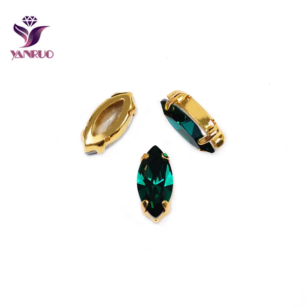 YANRUO, 4200, конский глаз, Необычные камни, золотой коготь, установка, основание, пьедестал, стекло для рукоделия, ювелирное изделие, швейные бусины, алмаз - Цвет: Emerald