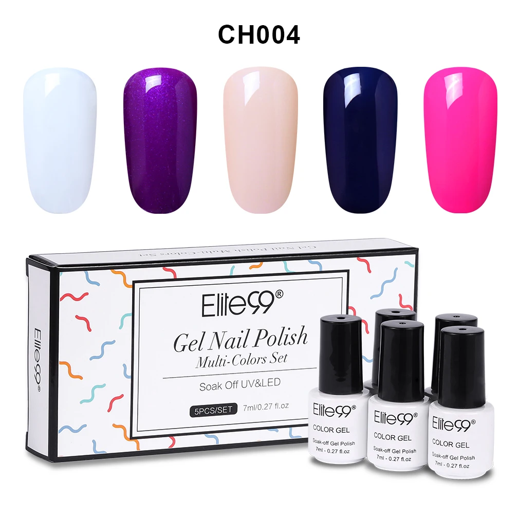 7ML-5PCS-EGCH004 Elite99, 10 мл, винно-красный Гель-лак для ногтей, маникюрный Гель-лак для ногтей, Полупостоянный УФ-гель, гибридный лак, рождественский подарок - Цвет: 7ML-5PCS-EGCH004