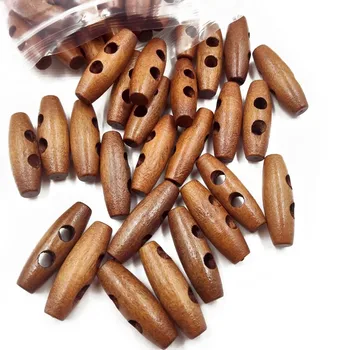 

New 50 Pieces Olive Shape Wooden Toggles Buttons 2 Holes Sewing Buttons for Clothes Decor