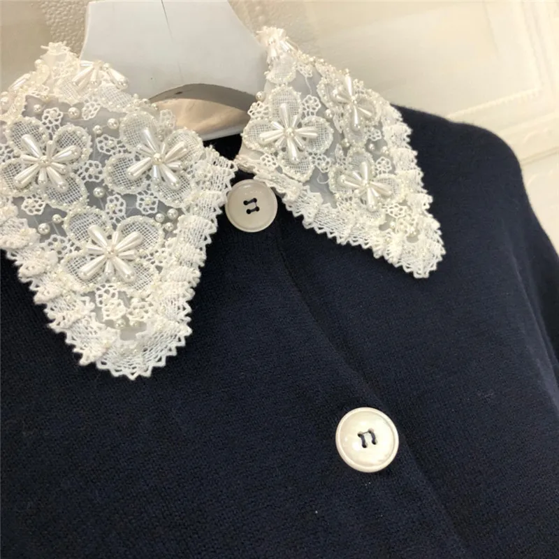 Elegant Lace Beading Cardigans Women Long Sleeve