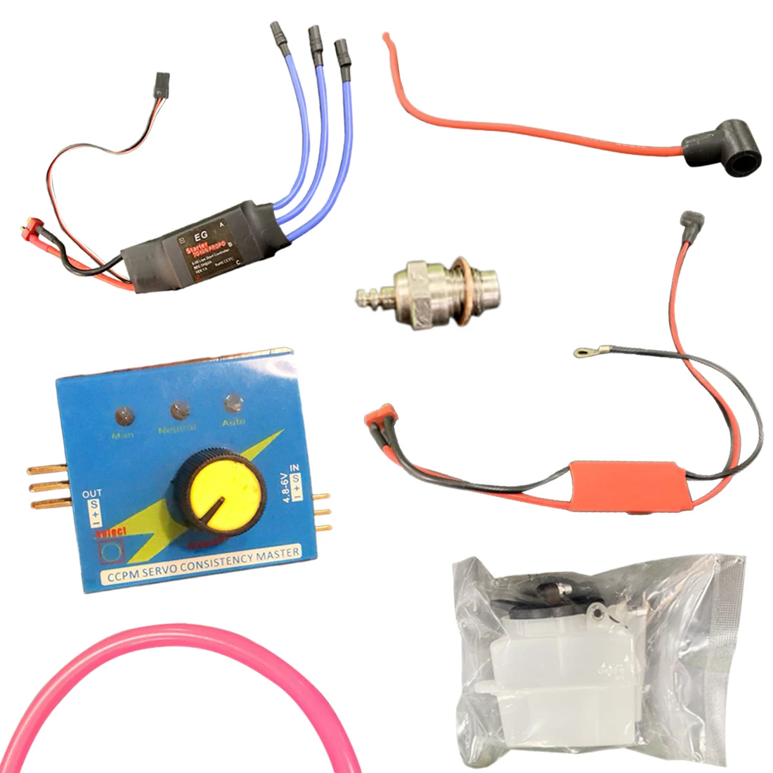 Небольшой масляный бак + 30 см длиной трубопровод масляной трубы + F Форма свечения + старт ESC + контроллер сервопривода + 1,5 в воспламенитель