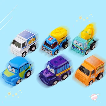 

Kids Baby 6pcs Mini Plastic Cartoon Pull Back Cars Construction Truck Race Car Model Vehicle Toys Christmas Gifts Random Styles
