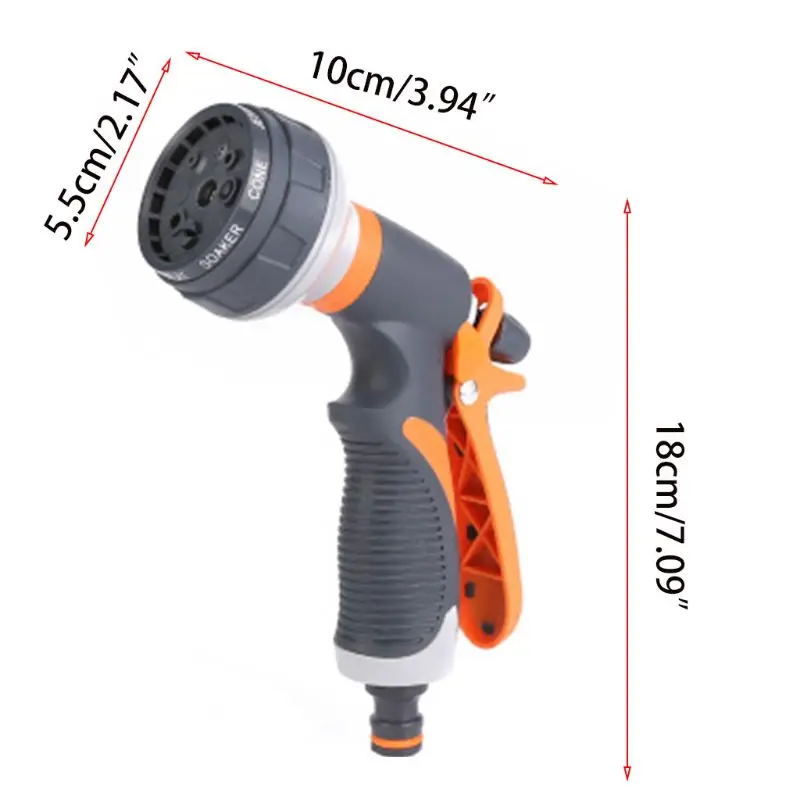 Садовый шланг высокого давления с 8 регулируемыми насадками для мойки