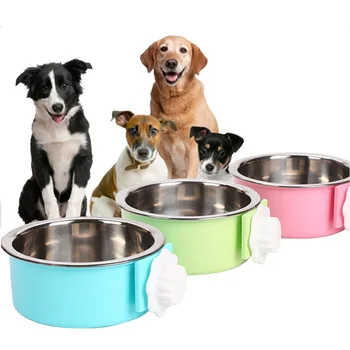 

New Hanging Candy Color Stainless Steel Dog Bowl Large Size Feeding Water Feeding Dog Cat General Placement Convenient And Firm