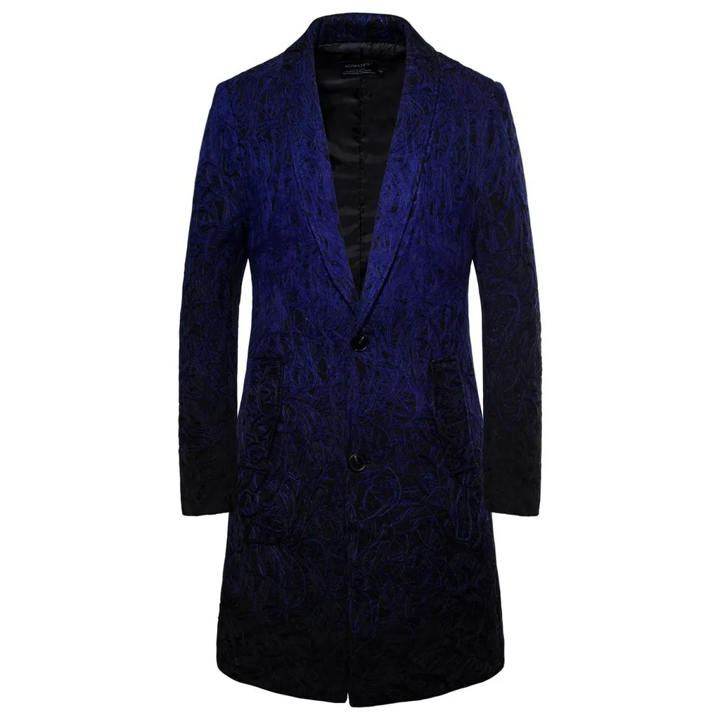 Мужской осенний Повседневный Тренч, новая модная Длинная Верхняя одежда в стиле пэчворк с цветной отделкой, пальто для мужчин, повседневная приталенная куртка с длинными рукавами X-Long