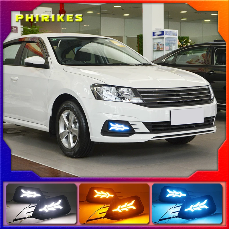 

1 Pair LED DRL Daytime Running Light For Volkswagen VW Lavida 2019 with Yellow Trun Signal Light Blue Night Lamp