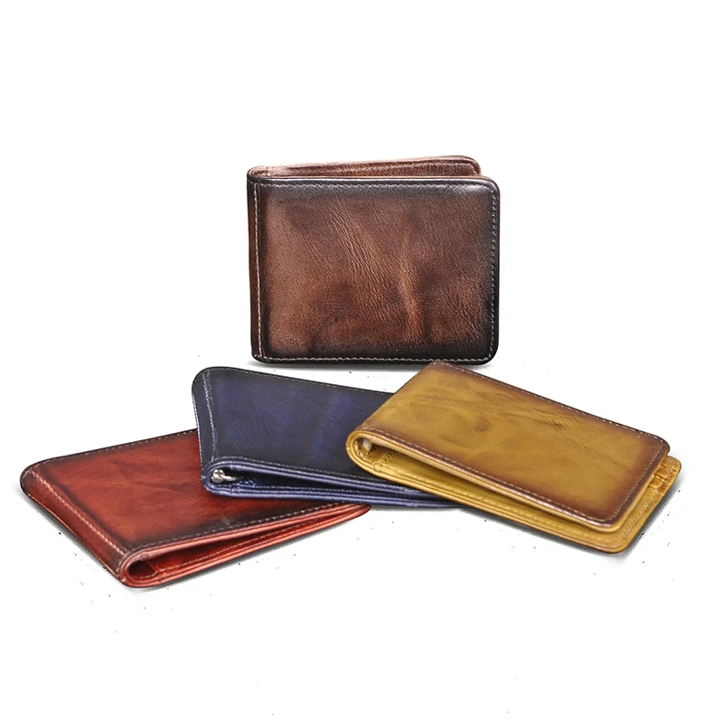Soft Real Leather Unisex Money Clip Wallet Business Card Photo Holder Case Design Front Pocket Wallet Mini Slim Purse Male 1055