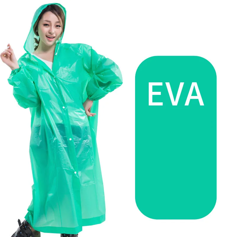 Fashion EVA Women Man Transparent Raincoat Suit Outdoor Hiking Travel  Waterproof Hooded Rain Coat Poncho Clear Rainwear RC200005