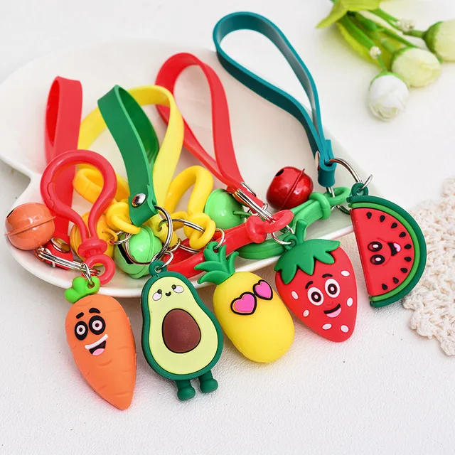 

Hot Cute 3D Fruits Avocado Strawberry Pineapple Watermelon Keychains Bag Toy Keyring Fashion Wedding Party Gift Key Chain Rings