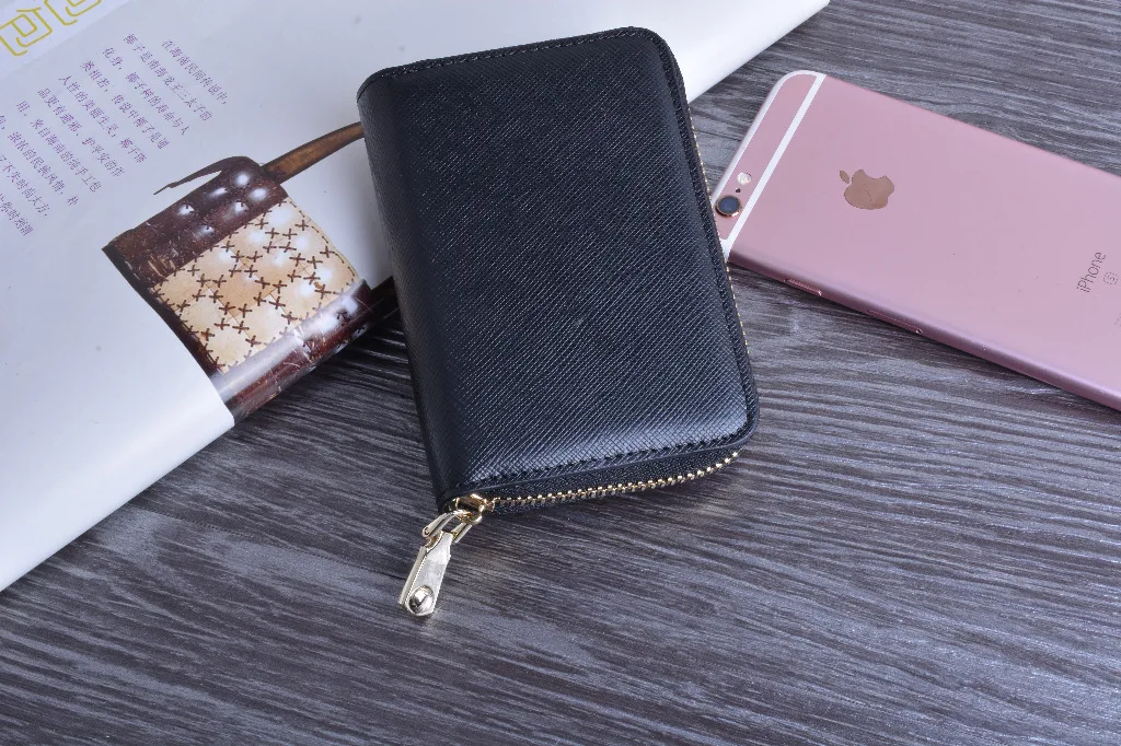 

AliExpress New Style 2019 Wallet Document Package Leather Small Card Package Leather Packet Korean-style Zipper Card Clamp