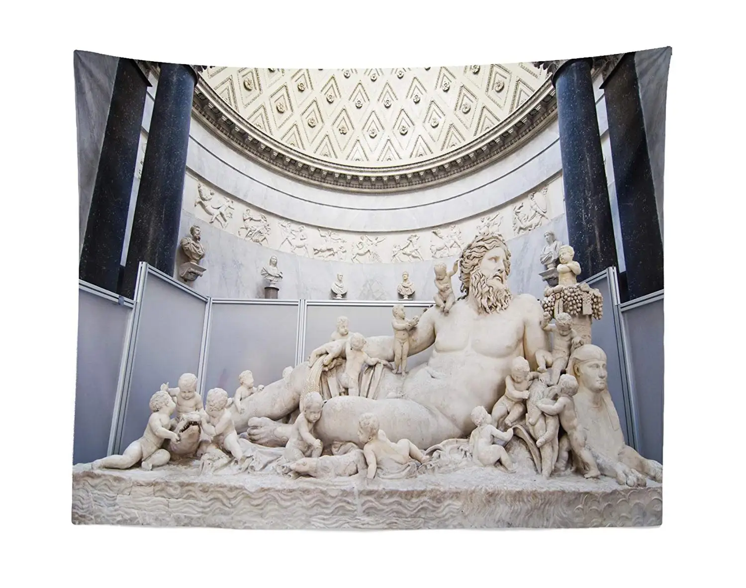 

Roman Lying in Vatican Museums Famousntiquert Design Print Fabric Wall Hanging Decor Blue Ivory