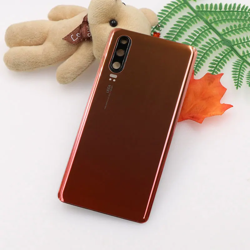 Для huawei P30 Чехол со стеклянной батареей 6,1 дюйма, сменный тонкий защитный чехол для батареи с объективом камеры для huawei P30 - Цвет: Red orange