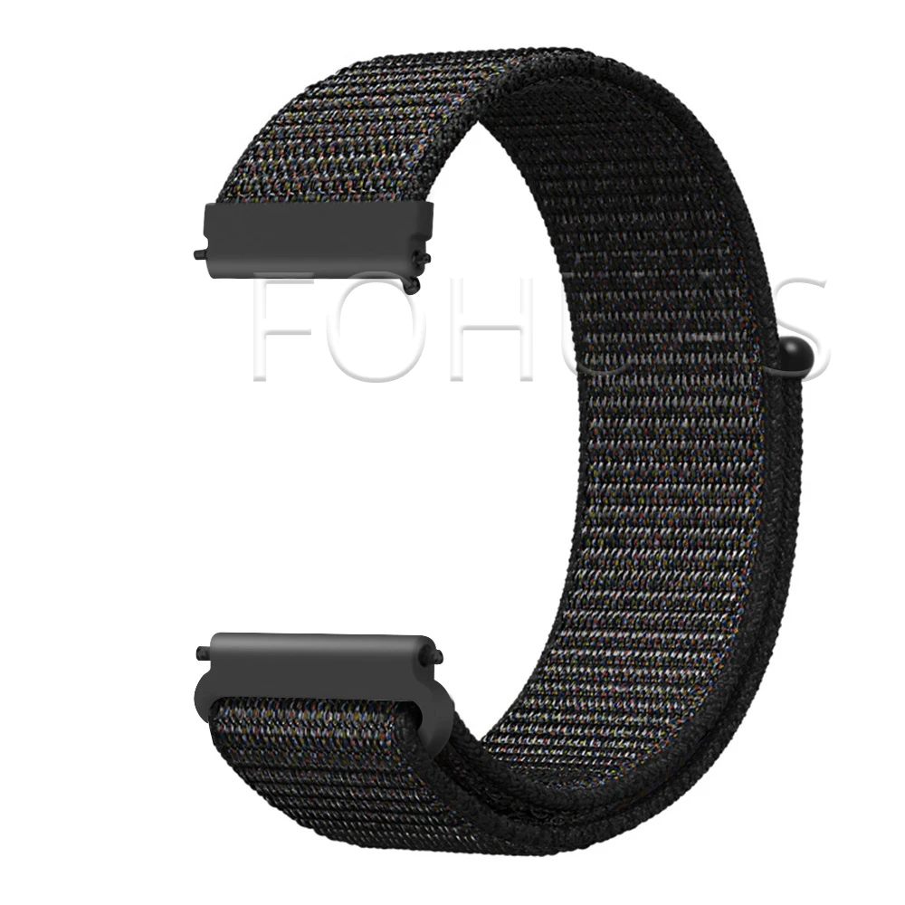 Нейлоновый ремешок 20 мм 22 мм для samsung Galaxy Watch 42 мм 46 мм Active gear S3 классический и приграничный ремешок Amazfit Bip HUAWEI WATCH 2 Pro - Цвет ремешка: Black