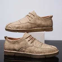 Пошив Ретро Повседневная Вулканизированная обувь для мужчин твердые ПУ slip-on плоские туфли низкий вырез весна осень студенческие кроссовки для мальчиков Твердые