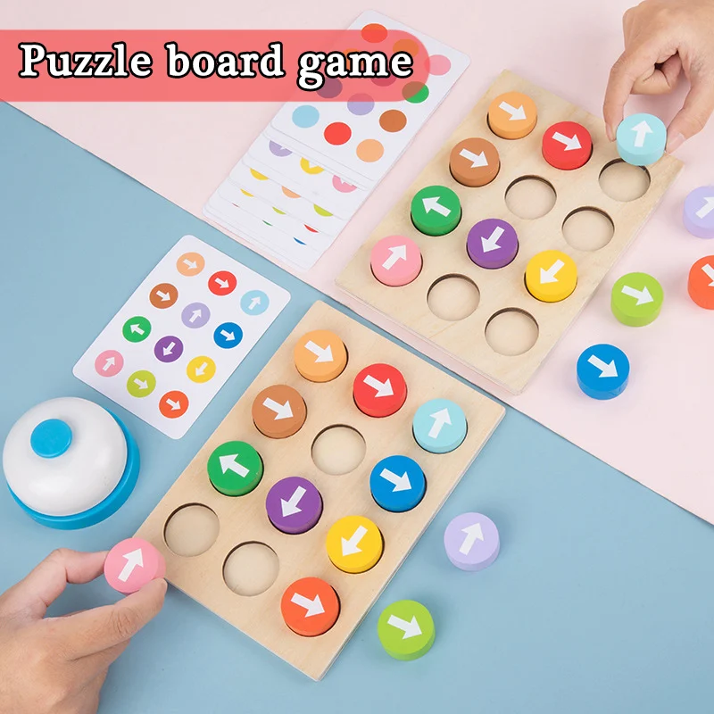Montessori Color Arrow Direction Board Game Children Toys Wooden Sorter Parent-Child Interactive Thinking Training Puzzle Game 2