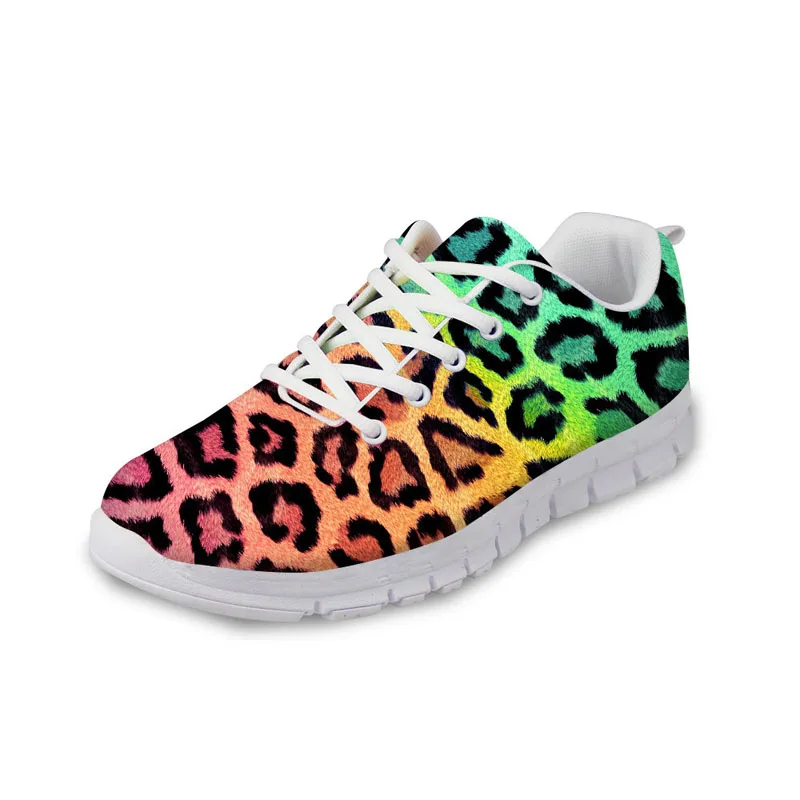 

Colorful Leopard Print Running Shoes Women Flats Sport Shoes Summer Woman Lace Up Mesh Sneakers Students Girl Casual Footwear